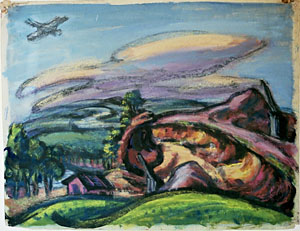 Herbert Fiedler: Limburger Landschaft (Maastal mit St. Pietersberg),  um 1946
