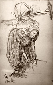 Herbert Fiedler: Peasant Woman near Leipzig,  1907 (from the sketchbooks)